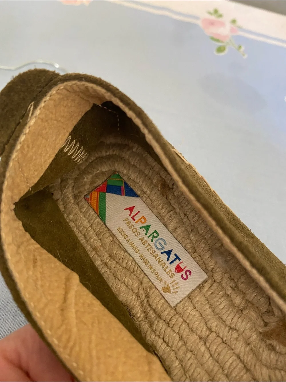 Olive Suede Espadrille Slip-On Flats